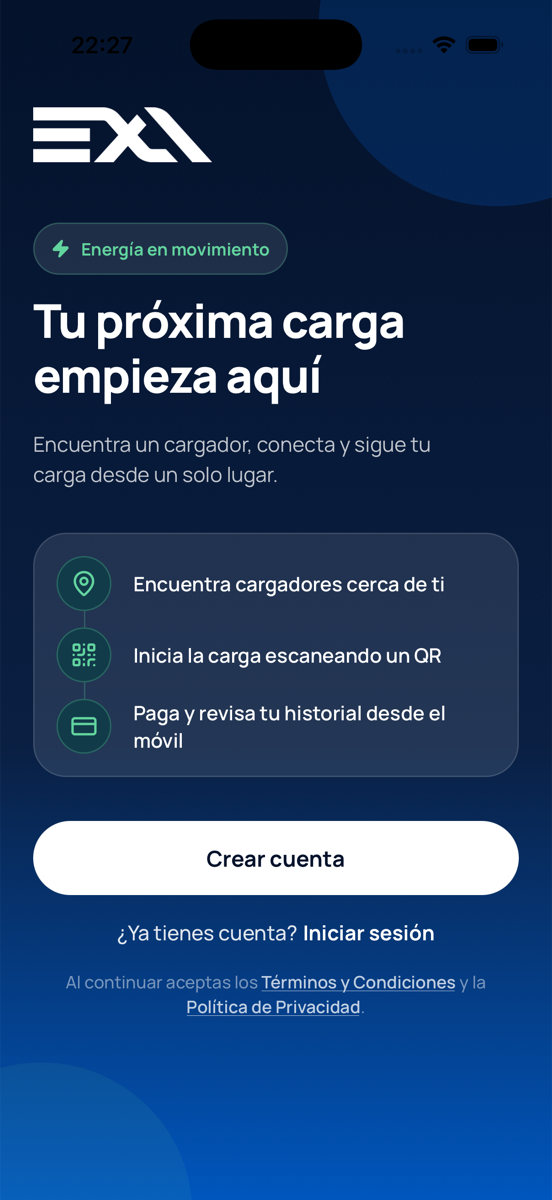 App móvil Exa Energy para conductores